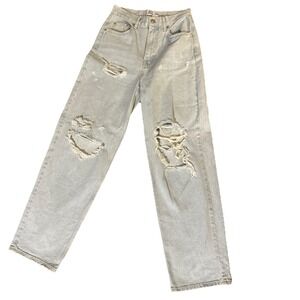 BDG Jeans Womens 29 Blue High Rise Baggy Distressed Ripped Cotton Denim Light